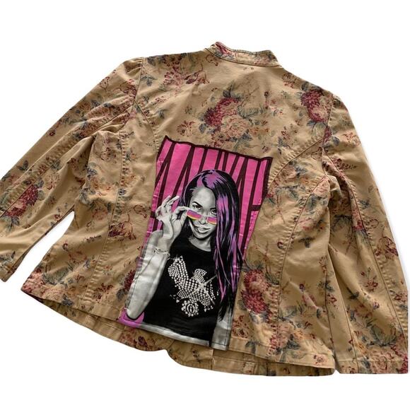 Via Penny Lane Reworked Apparel | Aaliyah Graphic Floral Jacket Large - Picture 1 of 8